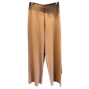 NEW PICADILLY women's embellished wide leg knit pant in camel